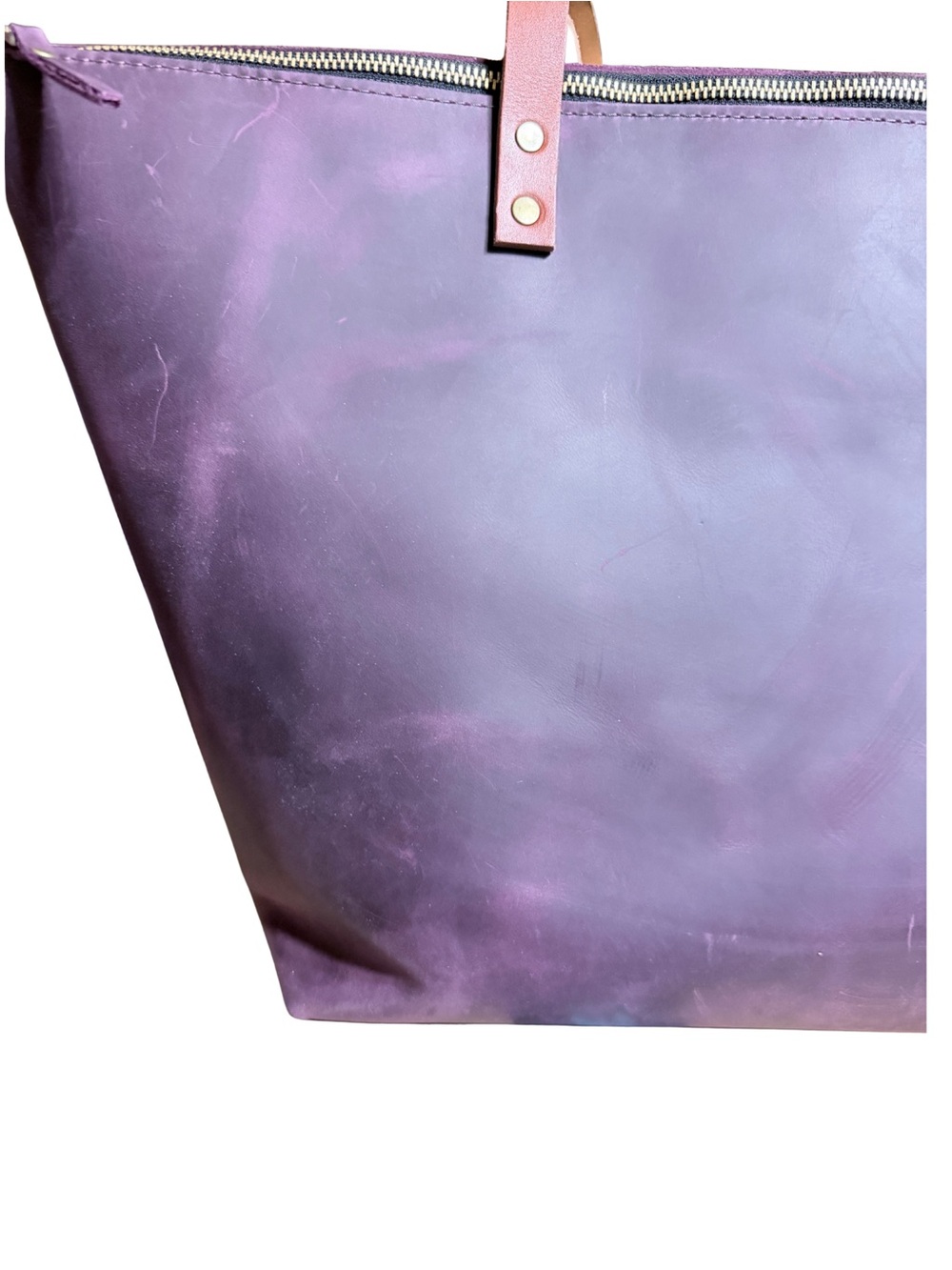 Portland Leather Goods oversized Tote Larkspur Purple VGUC - Picture 13 of 16